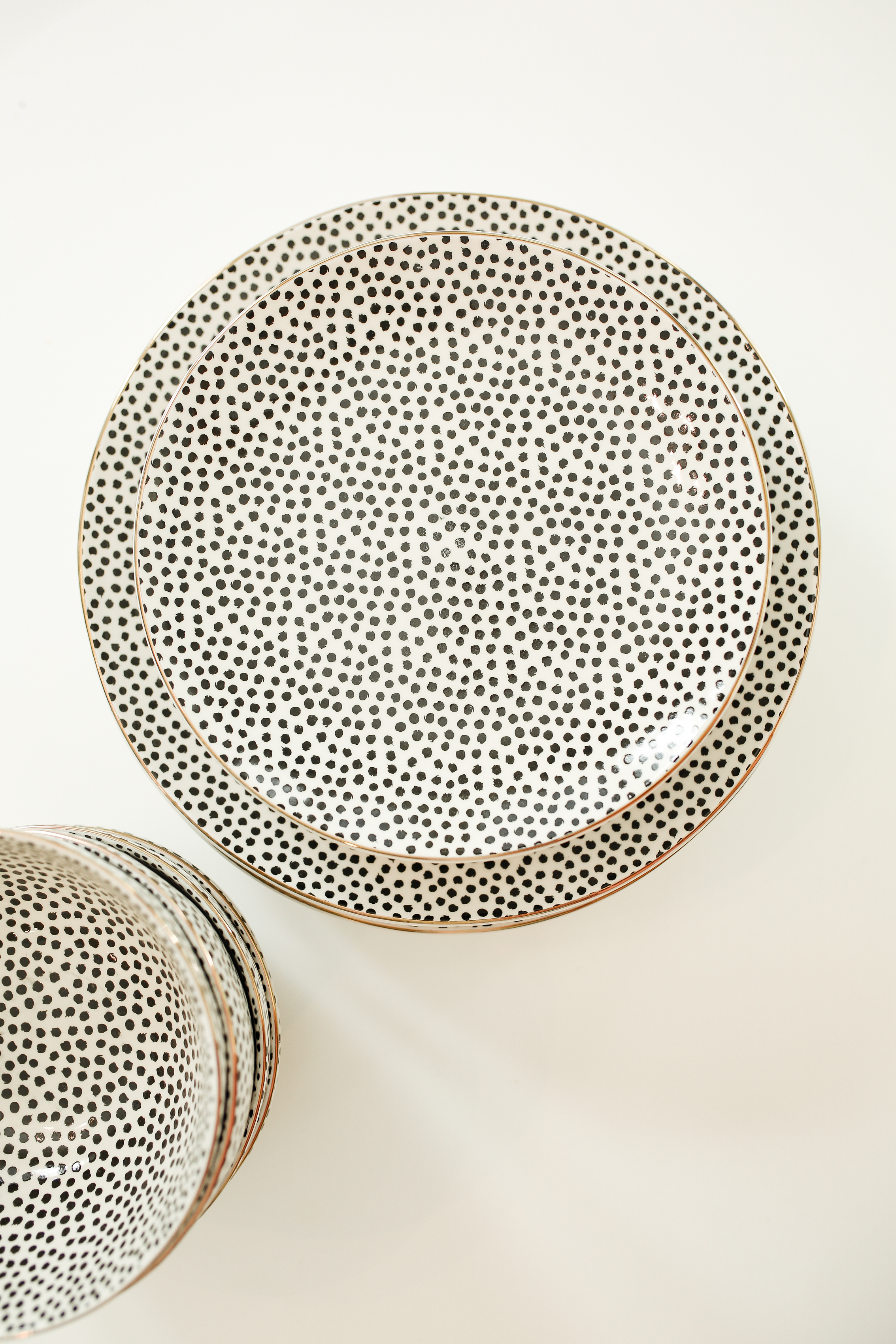 Thyme & Table Dinnerware Black & White Dot Stoneware, 12 Piece Set